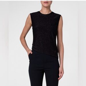 Rebecca Minkoff Women’s Glitter Sleeveless Side Ruched Black Top Size XL NWT